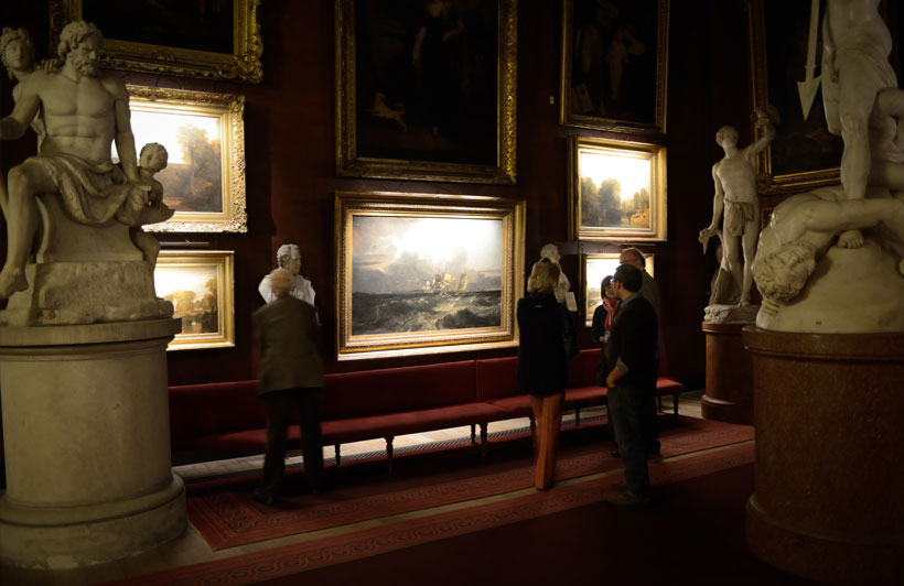 petworth house, national trust, hotel picture lights, london. Pencil picture lights lit by hogarth lighting